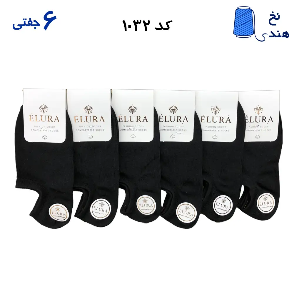 fantesy-marked edited(1) ۱۰۳۲ جوراب قوزکی زنانه(۶جفتی) فری سایز ۳۶ تا ۴۰ مشکی تک رنگ ساده - Image 1