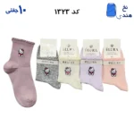 جوراب نیم ساق زنانه (۱۰جفتی) فری سایز ۳۶ تا ۴۰ طرح kitty( لب کنگره )